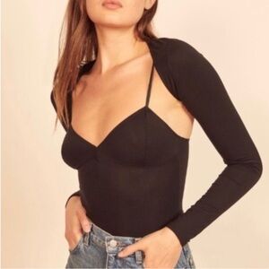 REFORMATION SHRUG Bolero Black Long Sleeve Versatile Soft